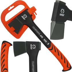 Asce per Legno Demon | 640-3400 g | Manico in Fibra di Vetro Ricoperto in Gomma | Lunghezza 36,5-98,5 cm